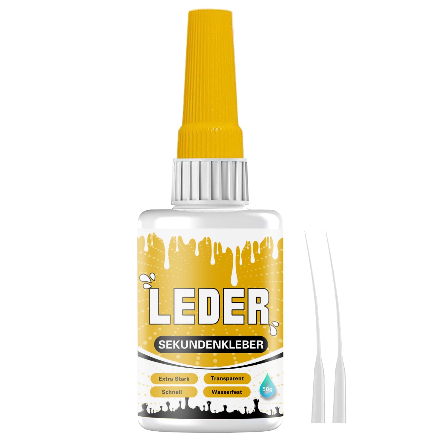 Lederkleber Super Glue Extra Starker: 50g Transparenter & Wasserfester Kleber für Lederreparatur an Schuhen, Sofas, Autositzen, Möbeln & Taschen – Schnell Trocknender Lederkleber für Polster, Gürtel