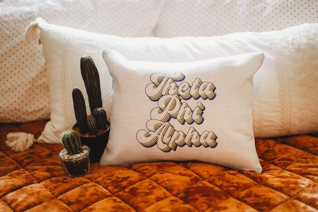 Sorority Shop Theta Phi Alpha Pillow – Retro Design, 12" x 16" Lumbar Pillow Sorority