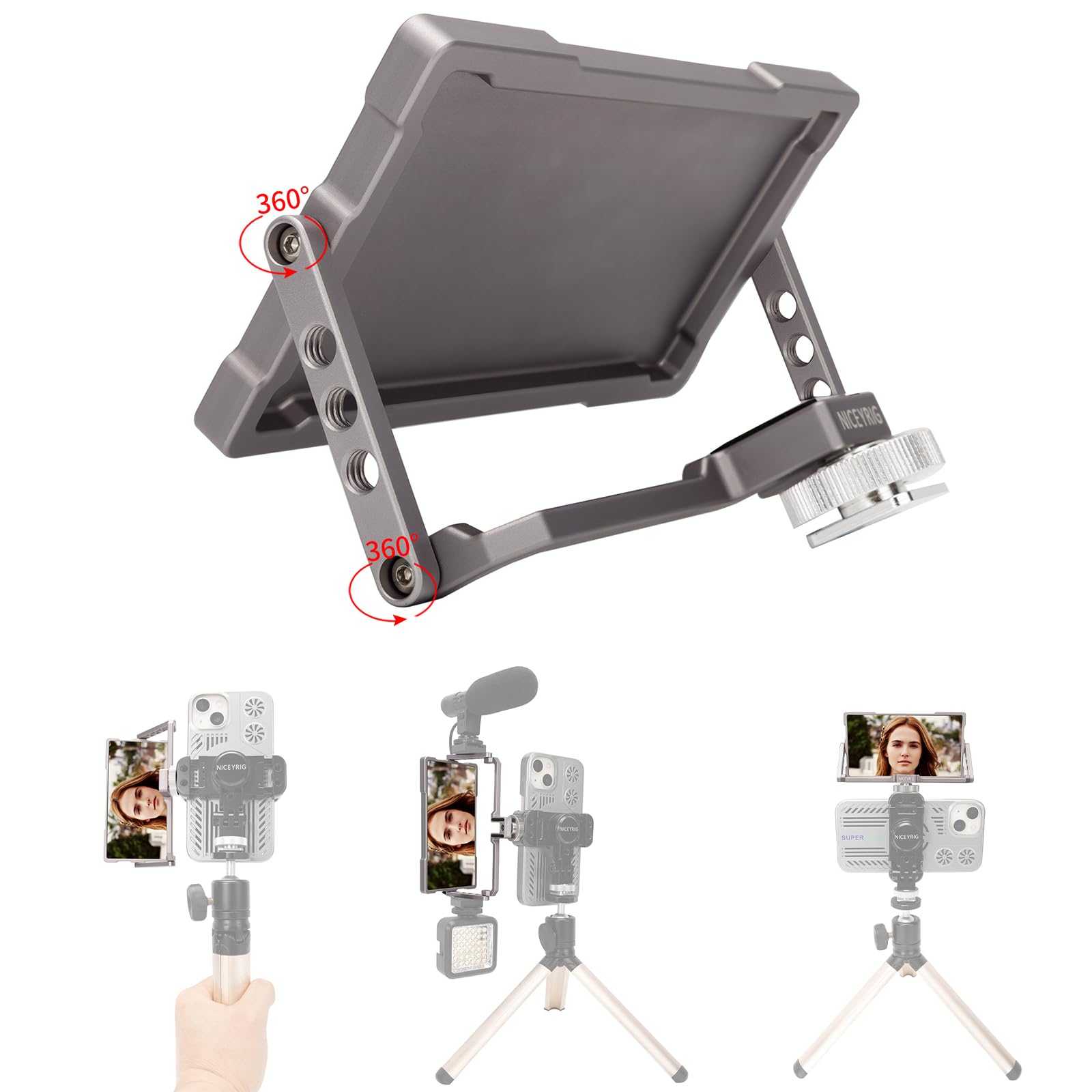 NICEYRIG Miroir Universel Pliable pour Smartphone avec écran Rabattable - Compatible avec la Plupart des téléphones intelligents, Clips de téléphone, appareils Photo Reflex numériques et microslr -