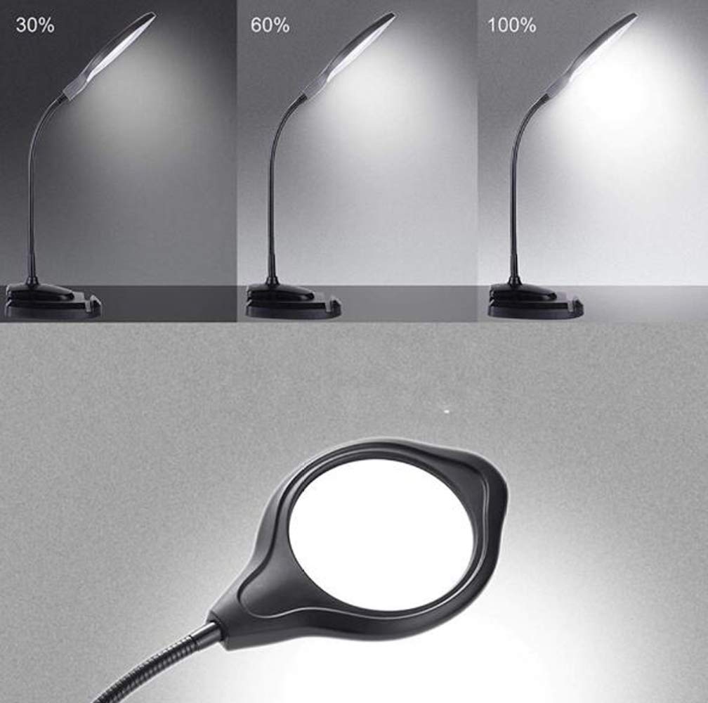 Lupa, 2 x 4 x biurko i zaciskowa lampa powiększająca 2 w 1, szkło powiększające do czytania ze stojakiem, światło dzienne jasne światła LED i elastyczna gęsia szyja, do hobby, rzemiosła, stołu