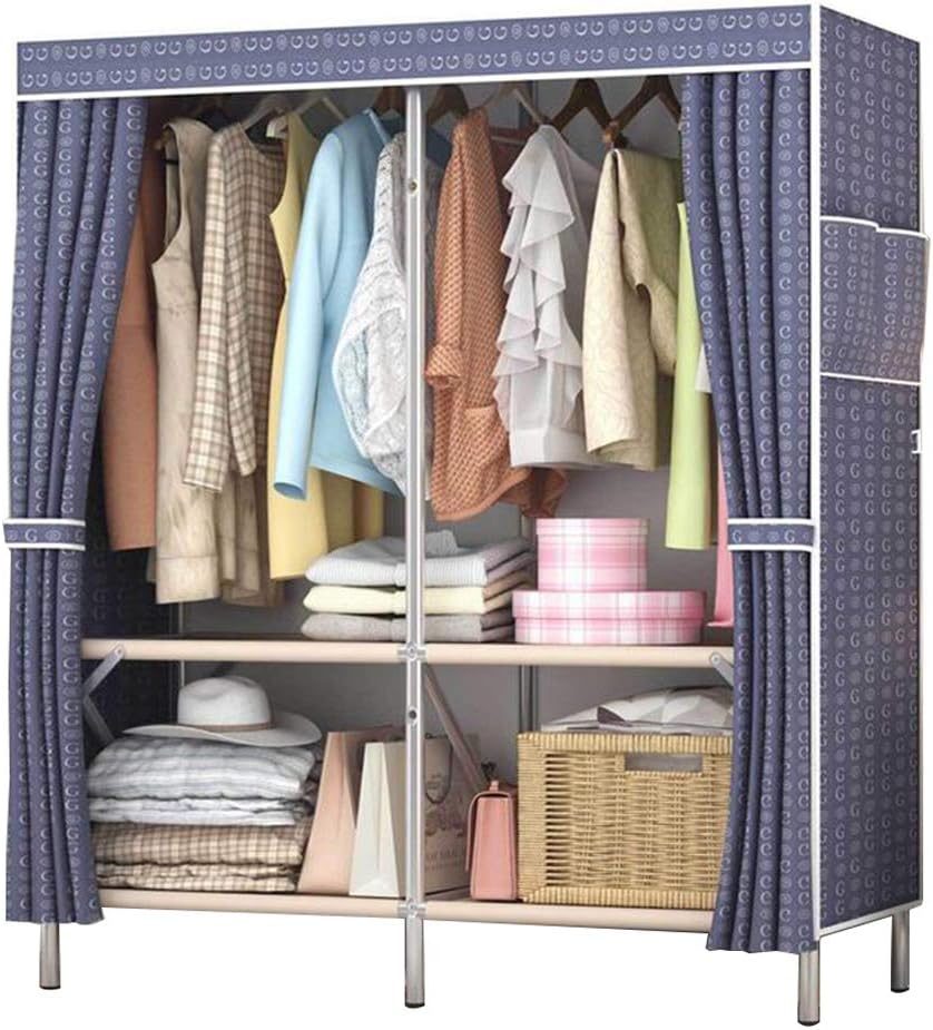Cloth Wardrobe Clothes Closet, Portable Closet Non-Woven Wardrobe Storage Closet Standing Closet Fabric Cabinet Portable Wardrobe,A_161*128 * 48cm