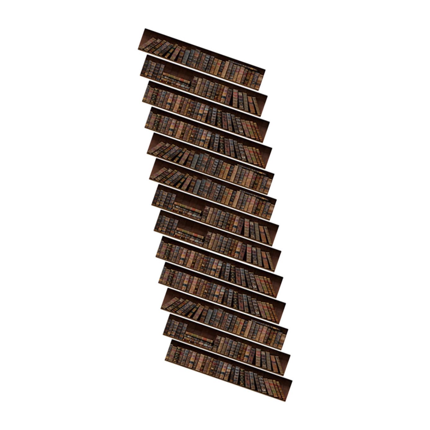 Autocollants de bibliothèque pour escalier en PVC vintage, lot de 13 pièces 18x100 cm