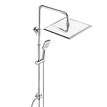JOHO 304 Colonna Doccia senza Miscelatore in Acciaio Inox 304 Cromato Set Doccia a Pioggia con Soffione e Doccetta a Mano (30×30cm quadrato)
