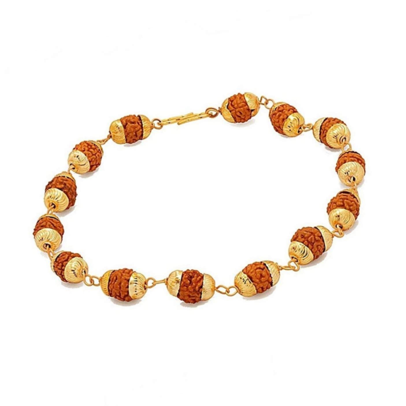 Rudradivine Brass With 5 Mukhi Rudraksha Bracelet For Unisex Adult (gold, Brown) (B08933K7CG) Amazon Price History, Amazon Price Tracker