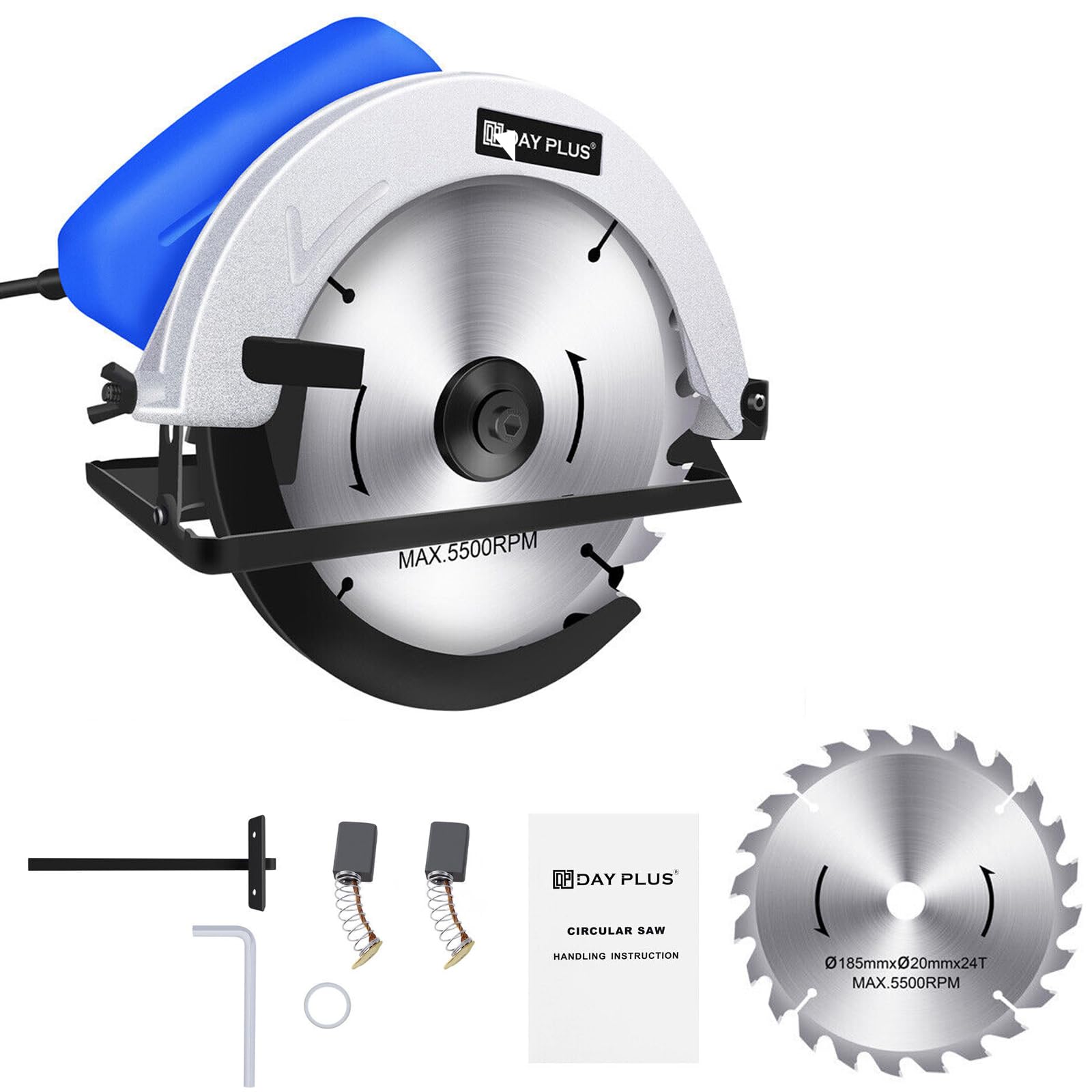Sierra circular de 900 W, sierra circular eléctrica con guía láser, herramienta eléctrica de corte de amoladora 5000 rpm, ángulo de corte de 45 °, profundidad de corte máxima 55 mm
