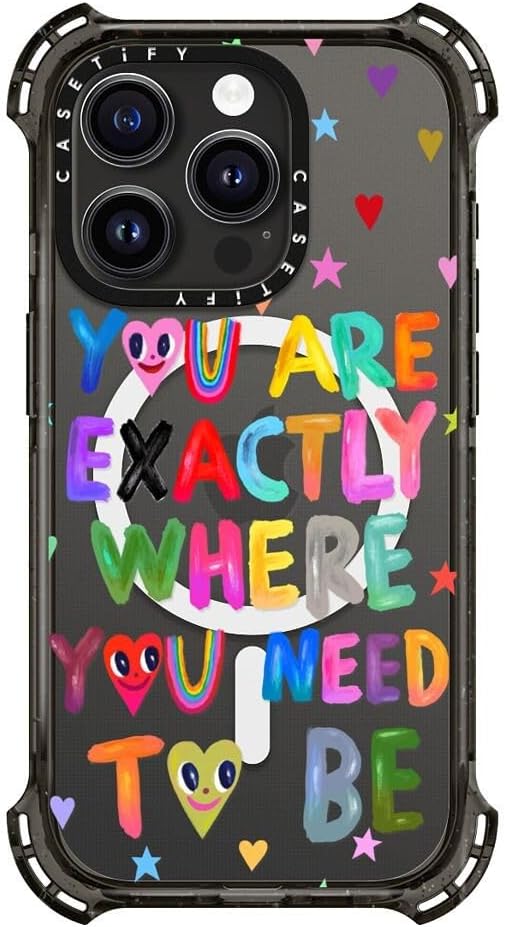 CASETiFY Bounce iPhone 15 Pro Case [6X Military Grade Drop Tested / 21.3ft Drop Protection/Compatible with Magsafe] - You are Exactly - Clear Black
