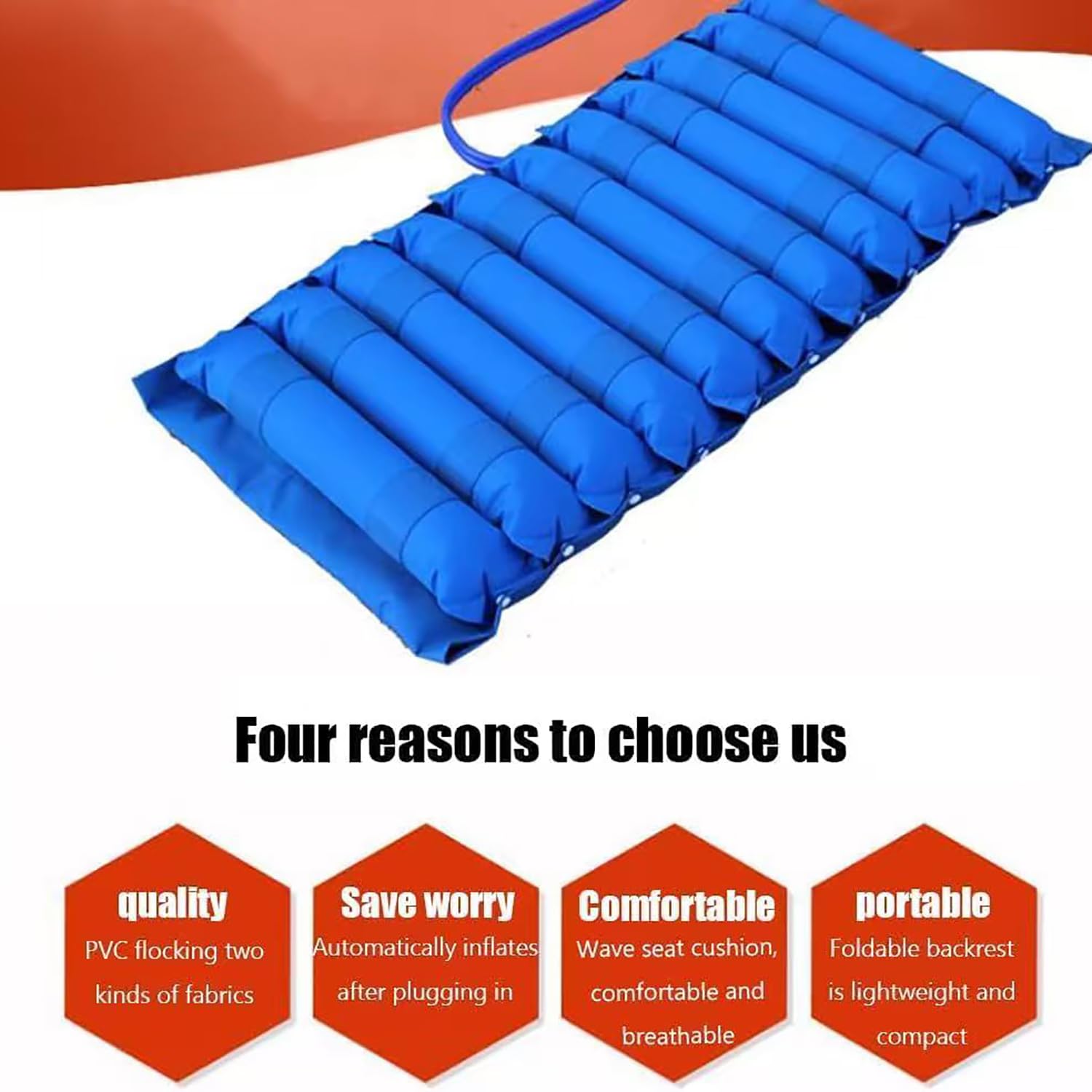Cuscino antistress per sedia a rotelle, decubito, con pompa elettrica, 11 strisce di gas, in PVC, impermeabile, per sedia da ufficio