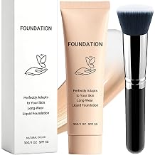 Color Changing Foundation for Mature Skin with Professional Foundation Brush,Light-Medium