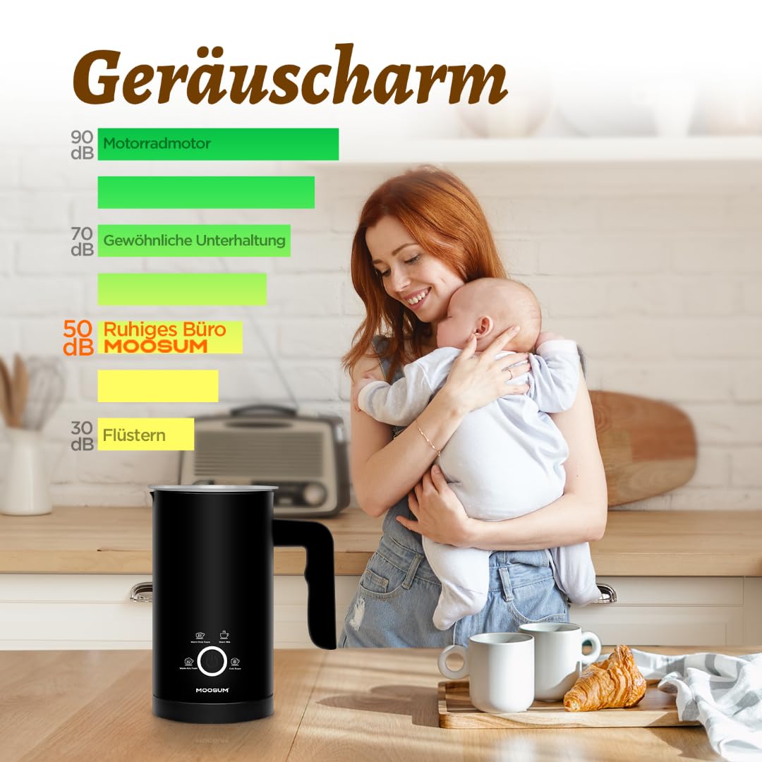 Montalatte Elettrico 4-in-1 UPOHYEE - Per Cappuccino, Latte Schiumato E Cioccolata | 500W, 350ml, Antiaderente - Foto 2