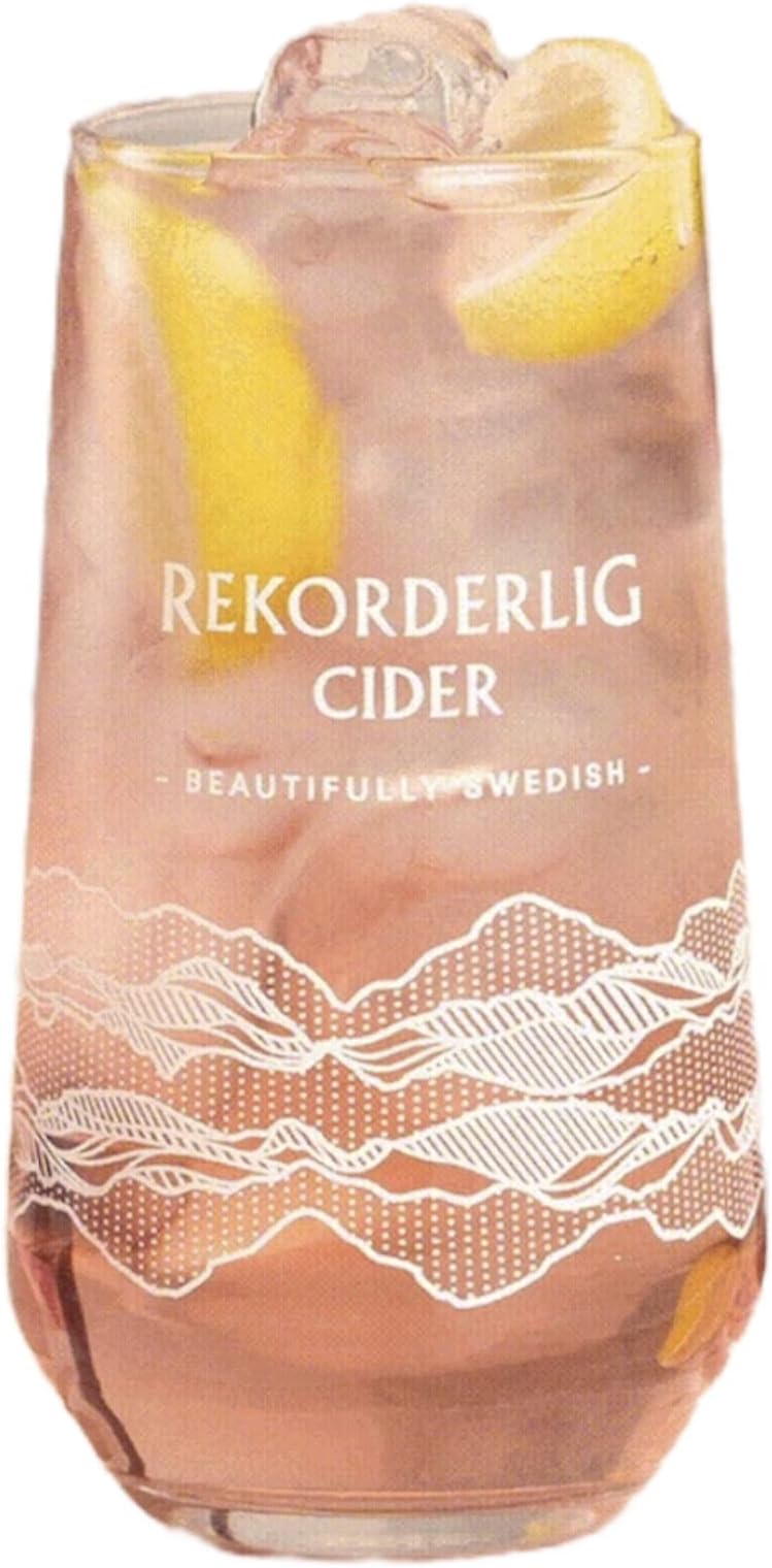 Rekorderlig Cider Tumbler Glass | Pint to Brim 20oz | Official Merchandise | Nucleated Tumbler Glass | Perfect for Your Home Bar or Mancave
