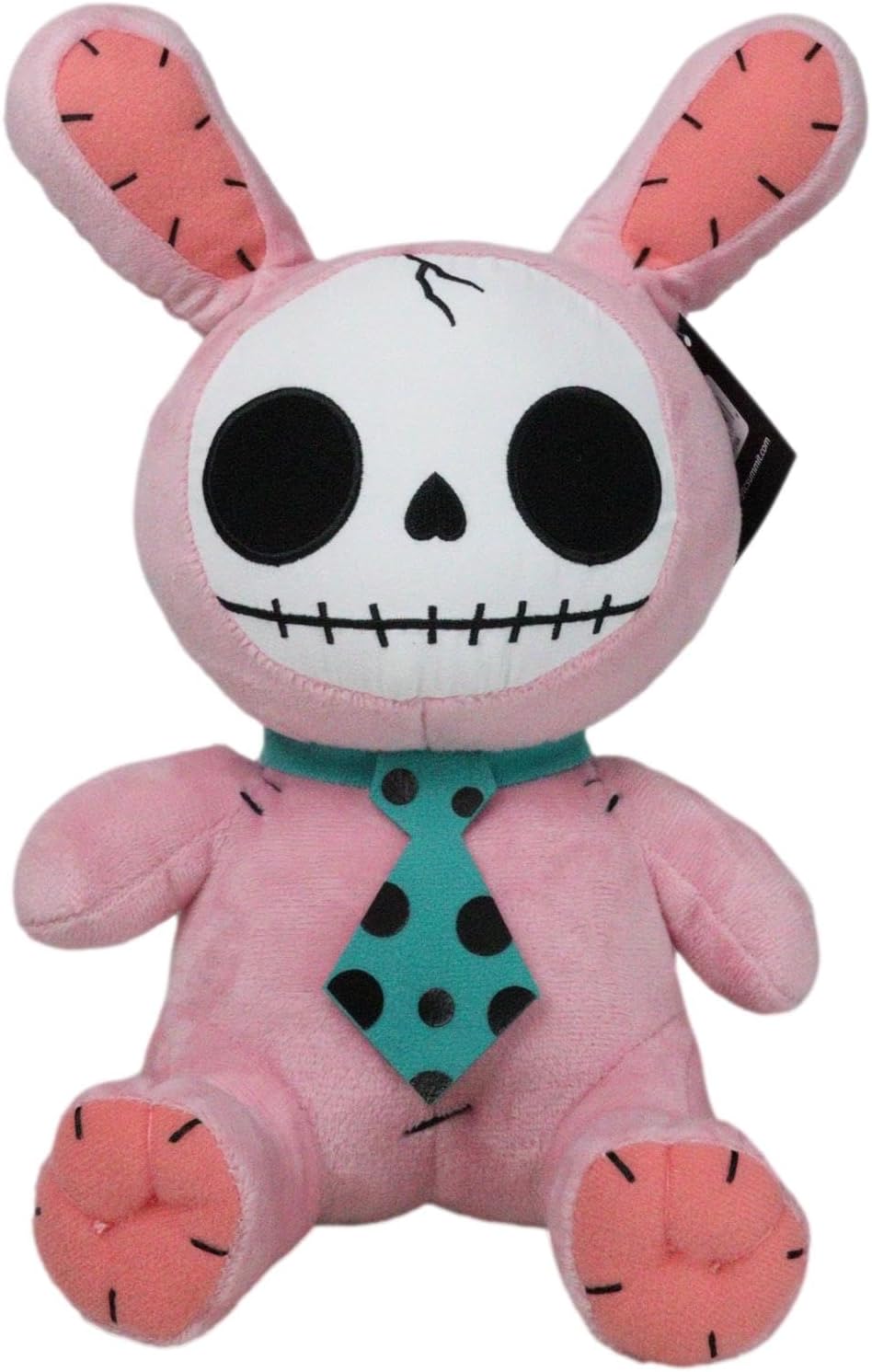 Ebros Gift Larger Furry Bones Skeleton in Pink Bunny Costume with Green Polkadot Tie Plush Soft Figurine 12" Tall Collectible Rabbit Bun Bun Dolls Furrybones Skulls Skeletons Collection