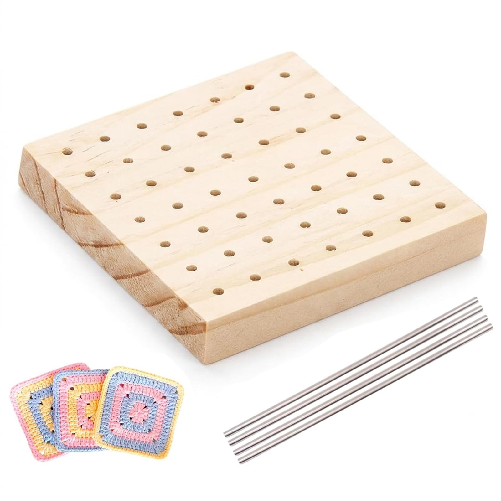 Granny square blocking board,Crochet Blocking Board Set with Pegboard Pins for Granny Square Motif Shaping, Precision Handmade Knitting Tool Kit for Sizing Consistency and Professional Crafting-image-4