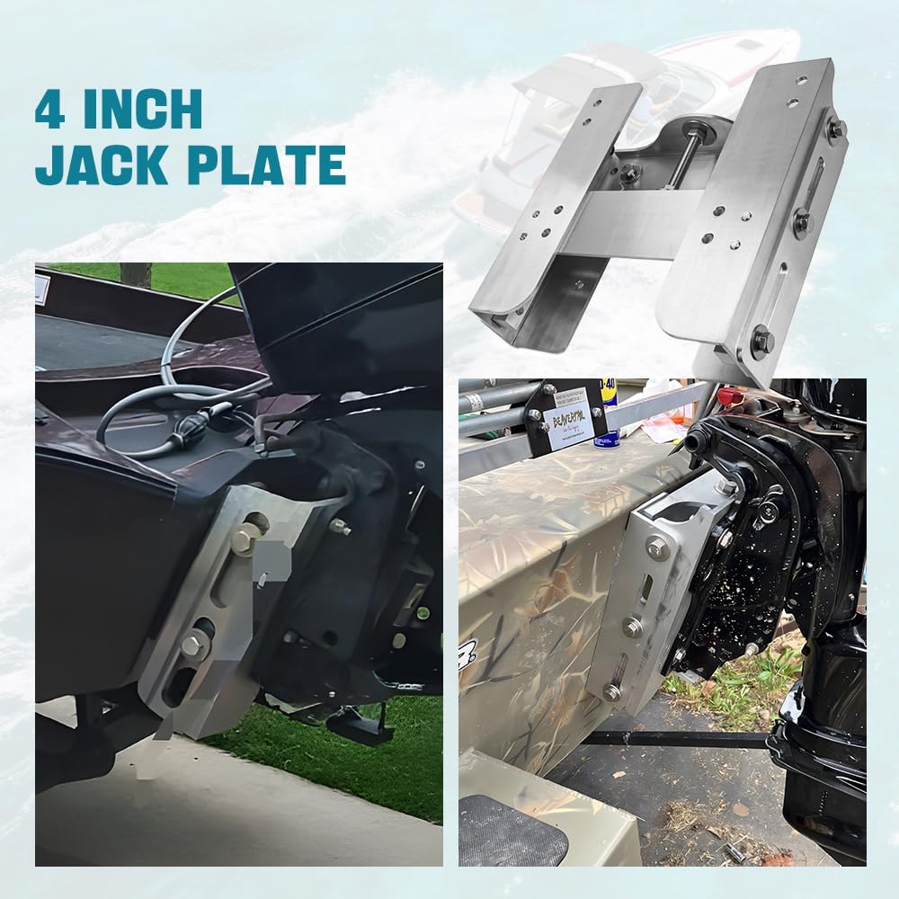 BARTOO 4" Set Back Jack Plate Manual Power Lift Transom Adjustable Jack Plate for Outboard Boat Motor, Upgrade Manual Jack Plate