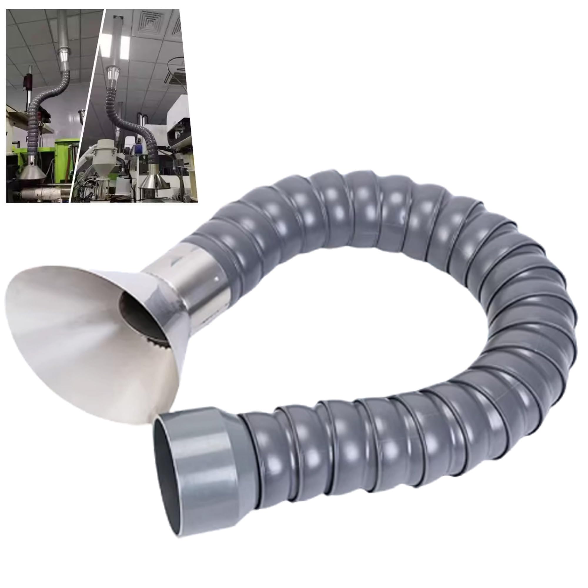 Manguera articulada para extractor de aire, brazo colector de conducto flexible con capucha, de 3 a 10 pies de largo para eliminación de humo de laboratorio