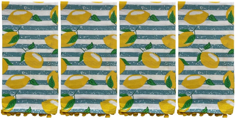 Petal Cliff Set of 4, 100% Cotton Lemon Theme Kitchen Towels Size: 16 x 28 Inch for Wedding, Baby Shower, Home Décor.