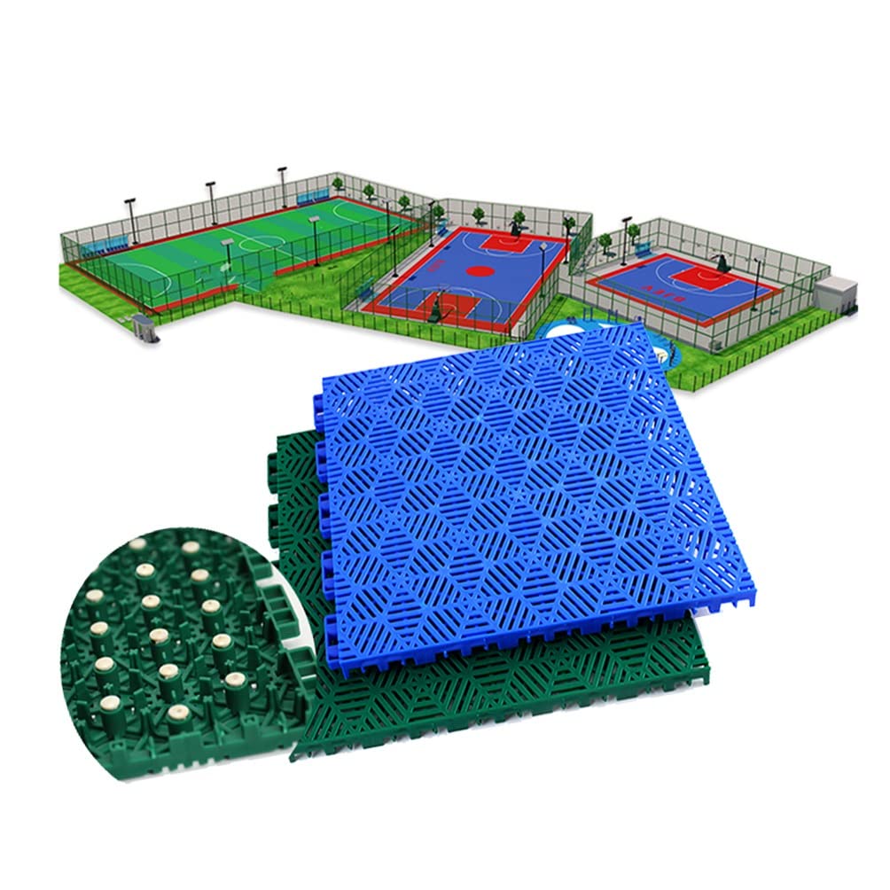 Piastrelle modulari ad Incastro da 30 cm per Campo da Basket, pavimentazione Sportiva in plastica Resistente agli Agenti atmosferici per Interni ed Esterni, Robusta e Durevole, Colore Rosso