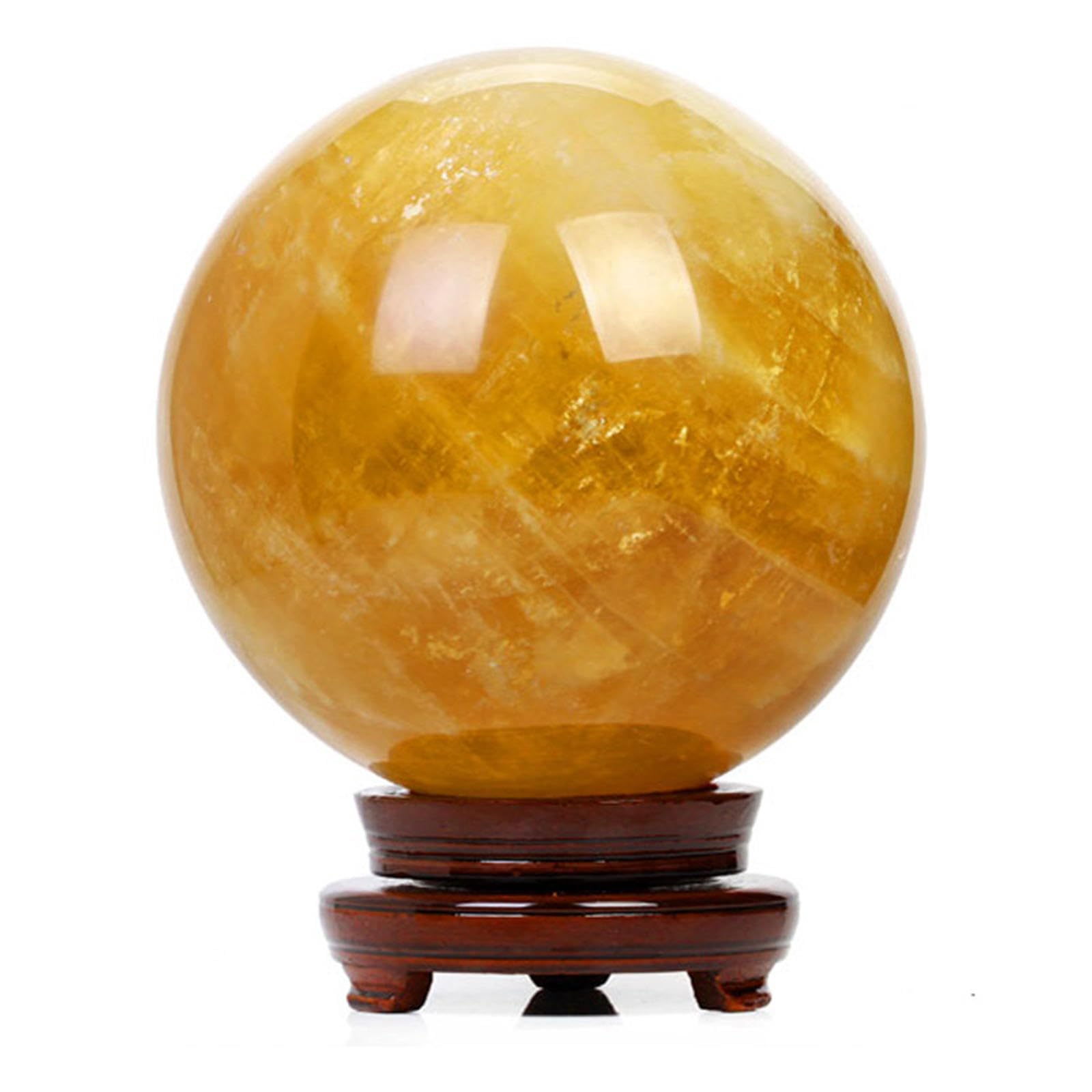 VIDECOR Cristallo di Pietra Solare, Sfera di Cristallo con Supporto Stregoneria, Gemme di Buona Fortuna, Statua Sferica, Cristallo di Quarzo, Decorazione per La Meditazione,3.54in