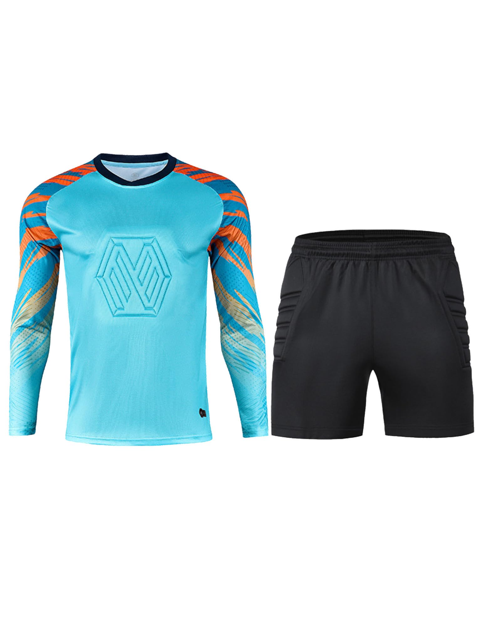 Conjunto de camiseta de portero de manga larga para hombre con pantalones cortos, juego completo de camiseta de portero, camiseta de visitante, entrenamiento, correr, correr