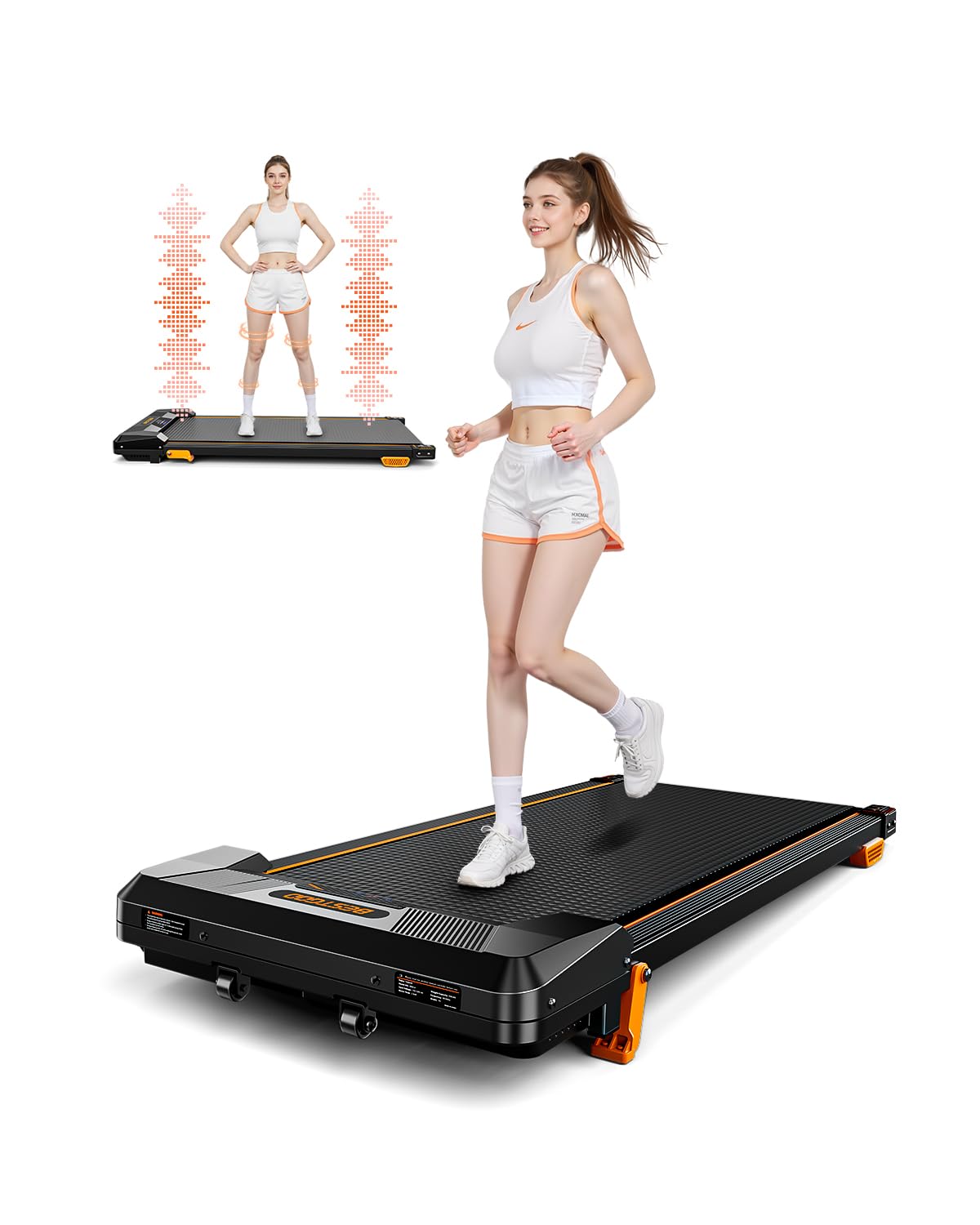 Walking Pad Treadmill, BestGod Under Desk Treadmill 330lbs Capacity, Vibration Walking Pad with Incline, Portable Treadmills for Home, Compact Treadmills Walk Pad, Running Machine Black