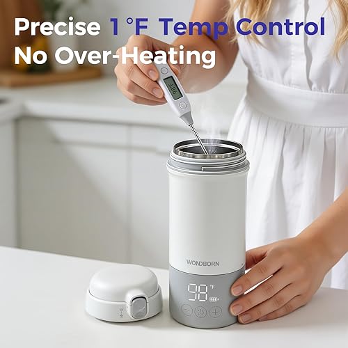 Miniatura 5 de Calentador de botellas portátil para viajes, calentamiento instantáneo, apto para lavavajillas, control preciso de temperatura de 1 F, carga rápida