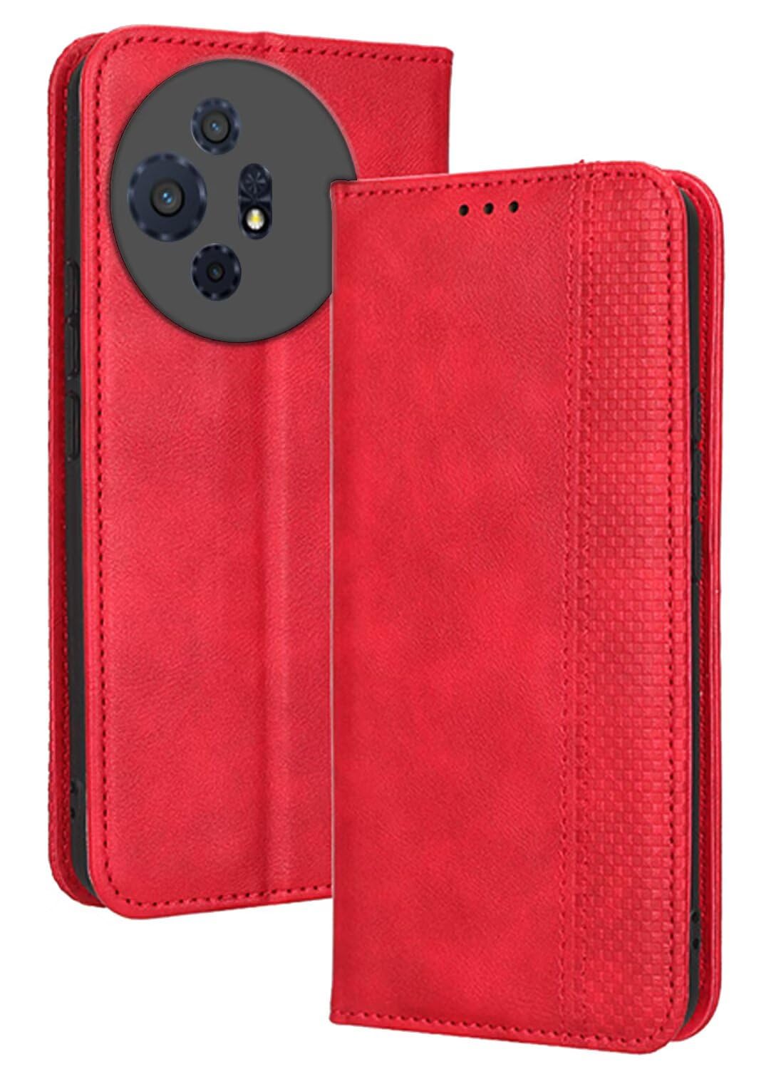 RankOne Wallet Case for TCL 50 NXTPAPER 5G / TCL 50 Pro NXTPAPER 5G (6.8 inches), Magnetic Flip Leather Case with Card Slots Red
