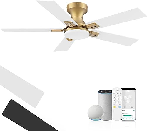 Miniatura 10 de Ventiladores de techo de 52 pulgadas con luces, ventilador de techo inteligente con luz y control remoto Alexa, aplicación, modernos ventiladores de