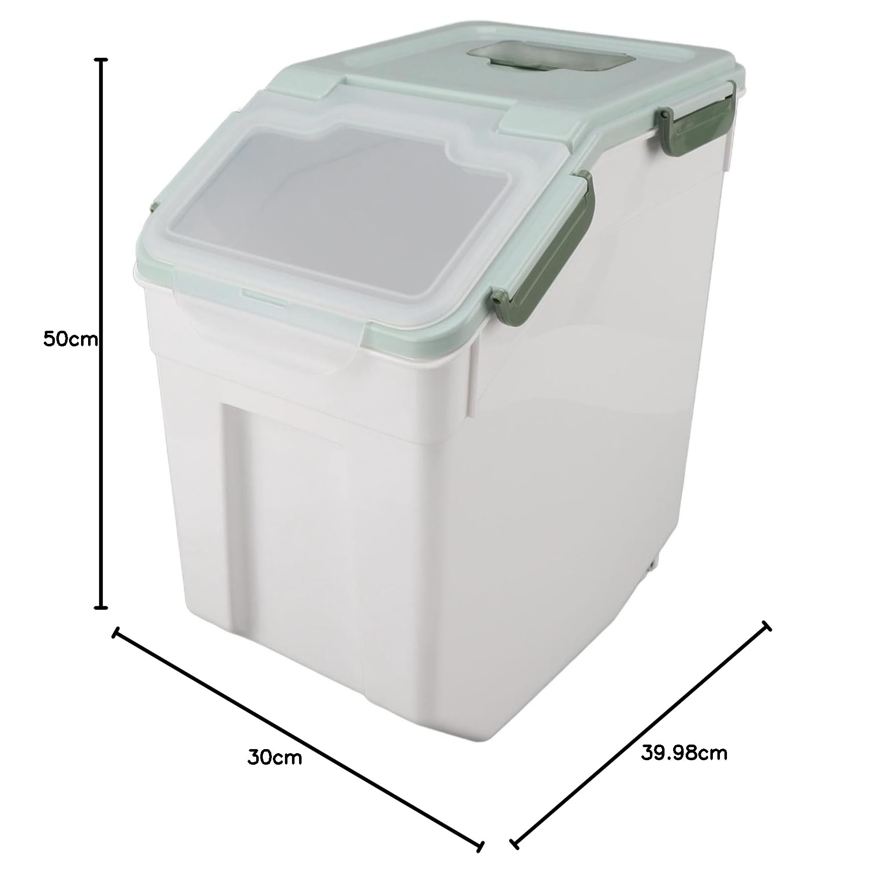 Contenitore per la Conservazione del Riso Ermetico, Verde Menta, 25 Litri, Organizer per Alimenti da, con Coperchio a Chiusura Facile, per Farina di Cereali, Cibo per Animali Domestici, (25
