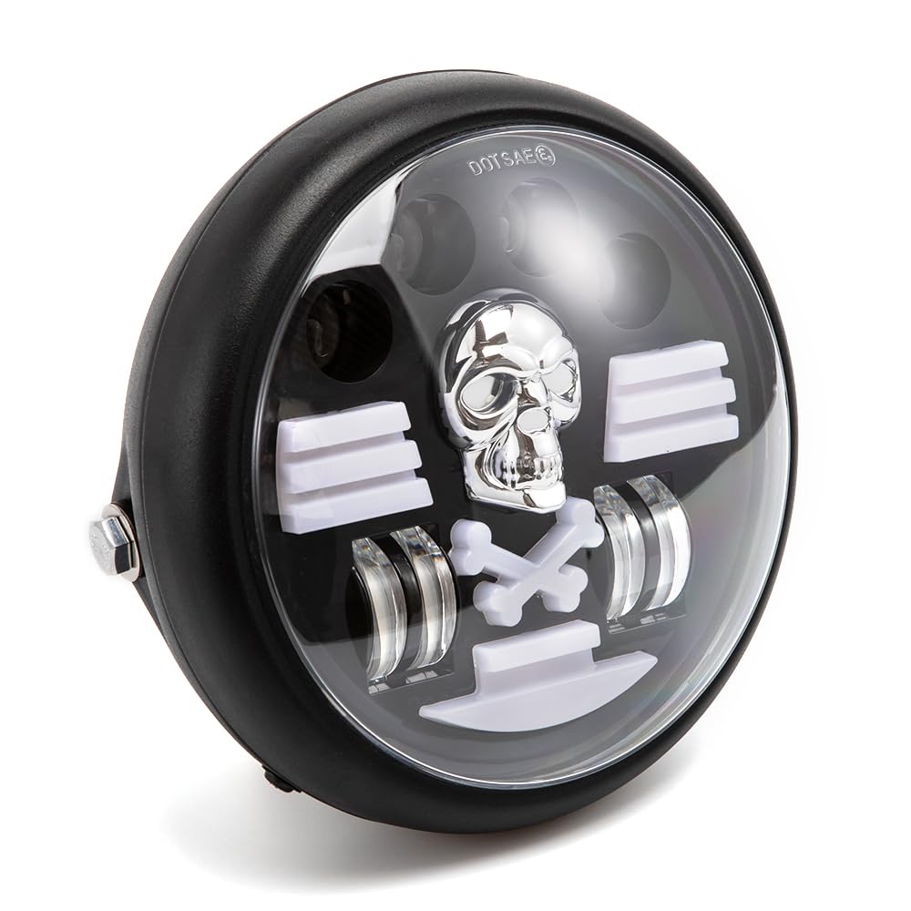 Faro delantero redondo LED de 7'' para motocicleta con soporte para Cafe Racer, bobber, chopper, V Rod, CB900, CB400, CB750, CB1300, CB1100 y Hornet 250 (Estilo A)