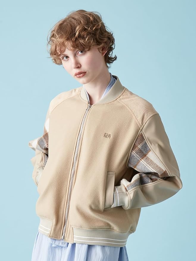 ☆美品☆kijun パッチワークスタジャン ベージュ ホワイト　韓国ブランド Amazon | [ファーファー] パッチワークスタジャン RWFJ254033