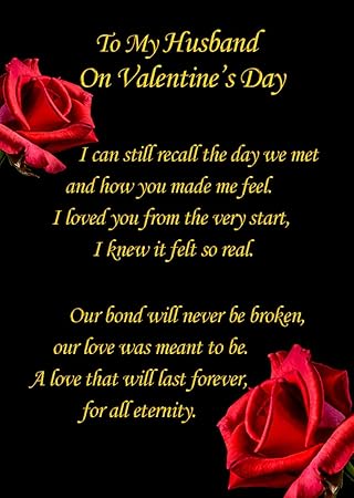 Valentine Day For Husband Valentines Day 'Husband' Verse Poem Greeting Card : Amazon.co.uk:  Stationery & Office Supplies