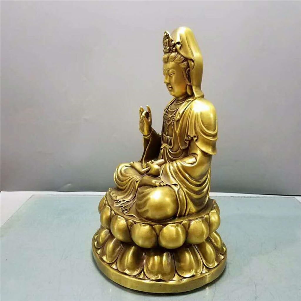 Posąg Buddy do wnętrz mosiężny lotos siedzący Guanyin Bodhisattwa Ornament Feng Shui Dekoracja Dom Rzemiosło Dekoracja Meble Medytująca Statua Buddy Rzeźba (S)