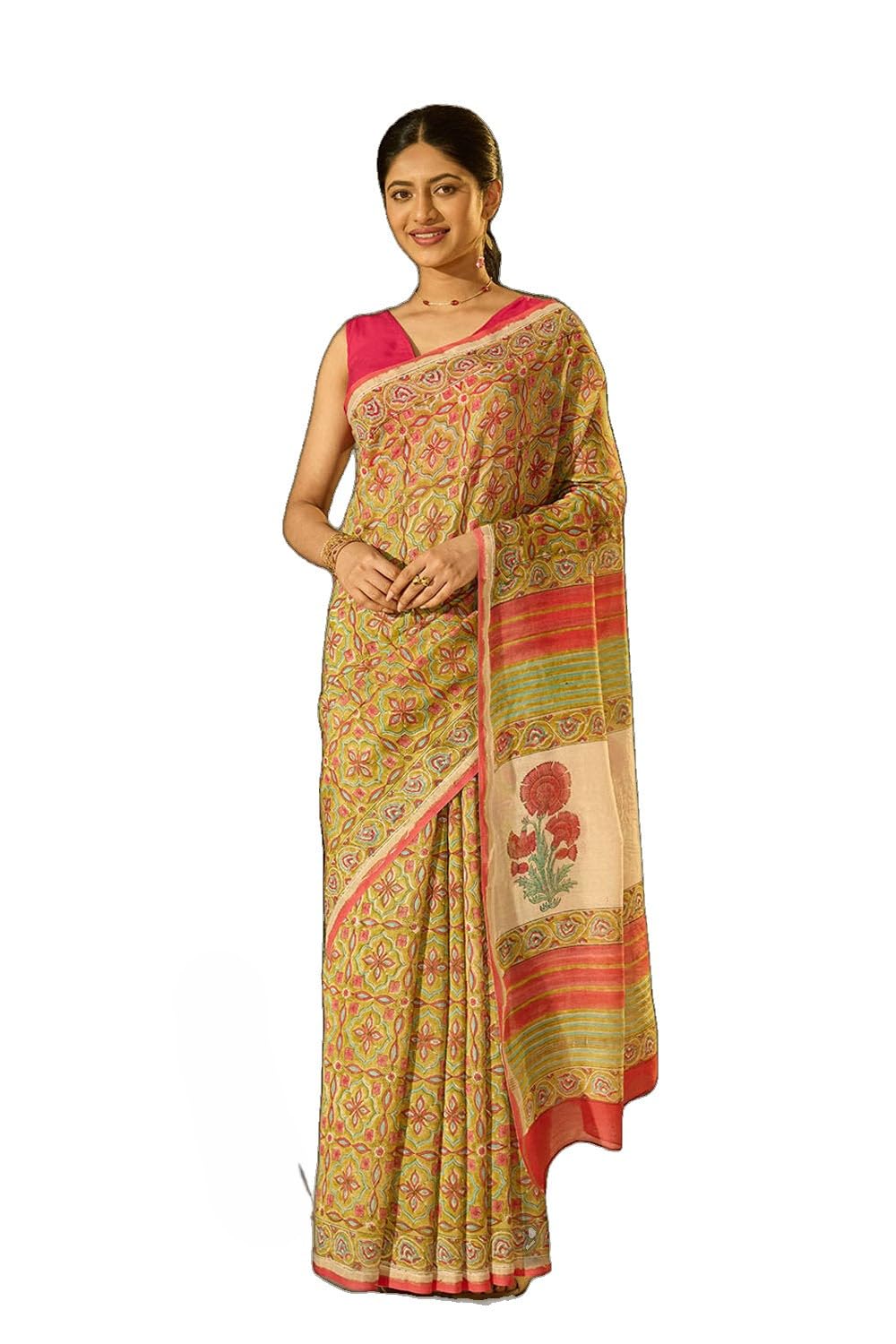 taneira Green Rajasthan Pure Silk Cotton Printed Sanganeri SareeWith Unstitched Blouse(SAPP01AD3757-Green)-picture-11
