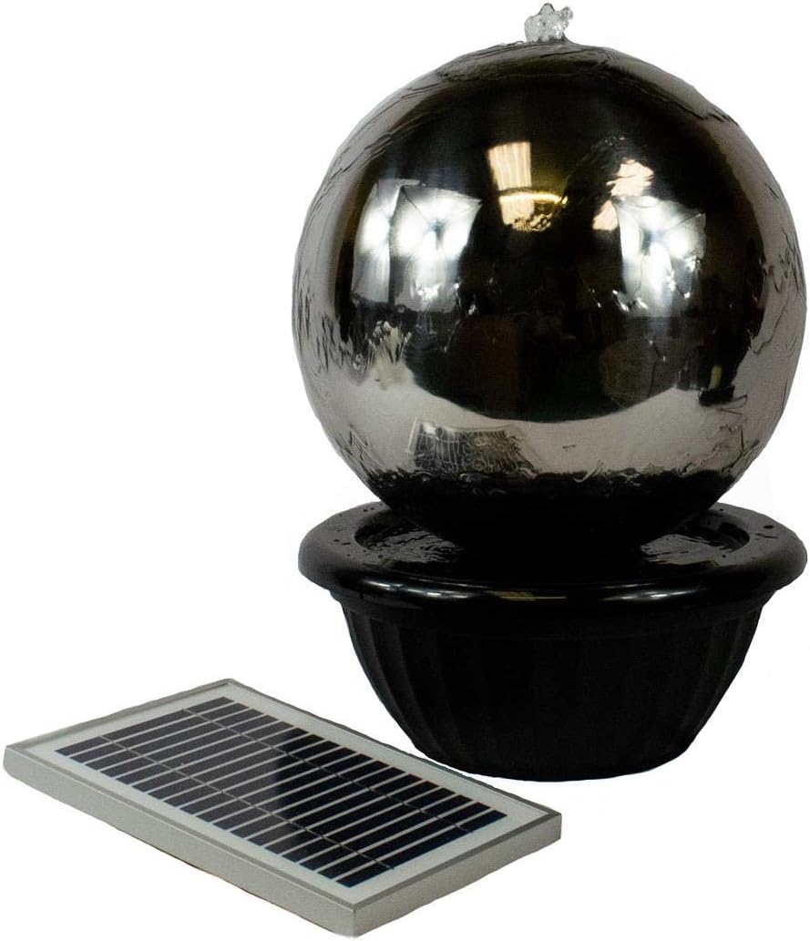 40cm Solar Powered Stainless Steel Sphere Water Feature Amazon.co.uk