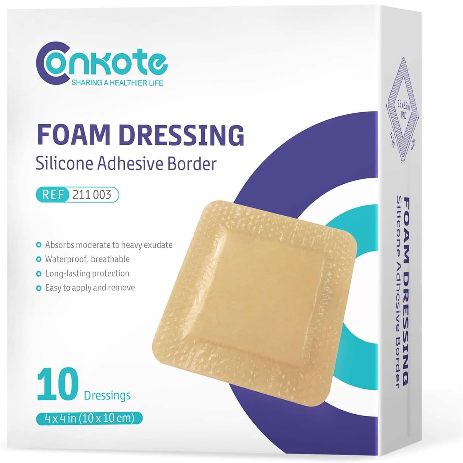 Sponsored Ad - Silicone Wound Bandages, Adhesive Foam Dressings 4'' X 4'', Waterproof Bandages for Wound Care, Box of 10 Dressings