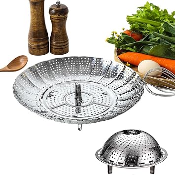 Sichuamaria Vegetable Steamer Basket, Premium Stainless Steel Veggiecollapsible Steamer Basket - Foldable Vegetable Steamer for Cooking to Fits Various Size Pot