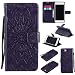 iPhone 7 Plus Wallet Case,A-slim(TM) Sun Pattern Embossed PU Leather Magnetic Flip Cover Card Holders & Hand Strap Wallet Purse Case for iPhone 7 Plus [5.5 Inch] - Purple