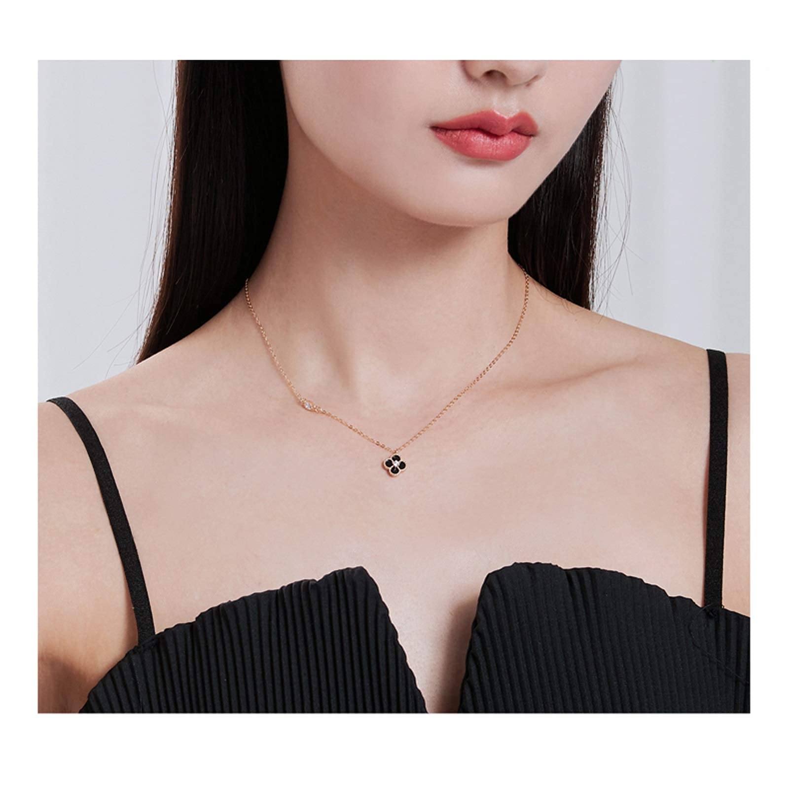 Naszyjnik dla kobiet czterolistny naszyjnik kobiecy temperament 18k kolorów łańcuszek do obojczyka luksusowy prezent Choker naszyjnik baterie domowe