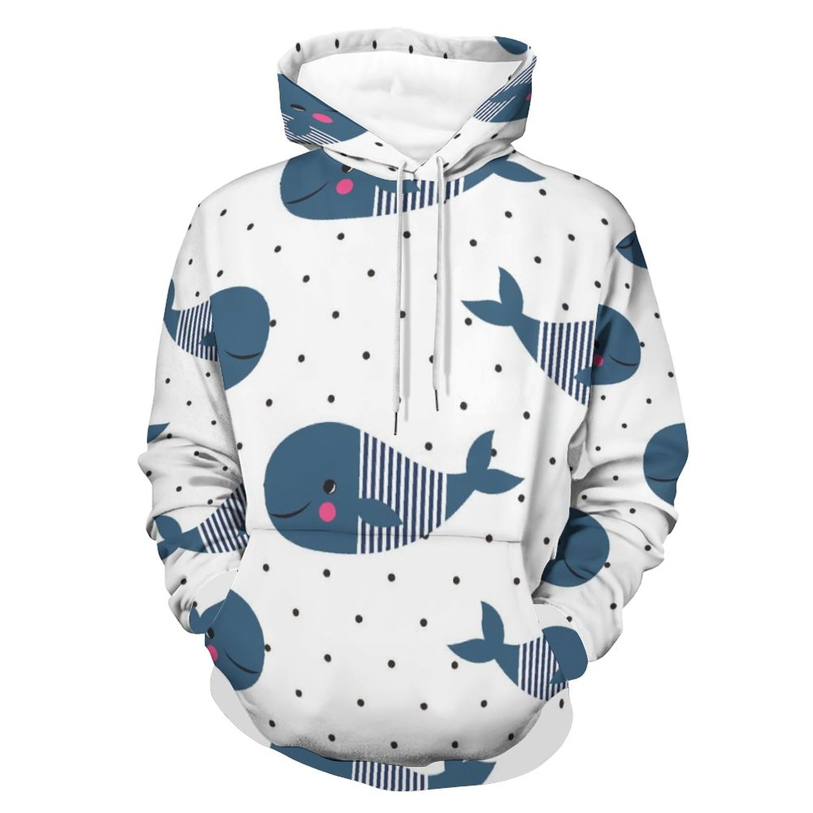 Sweats à capuche manche longue motif poisson pull unisexe taille S - 8