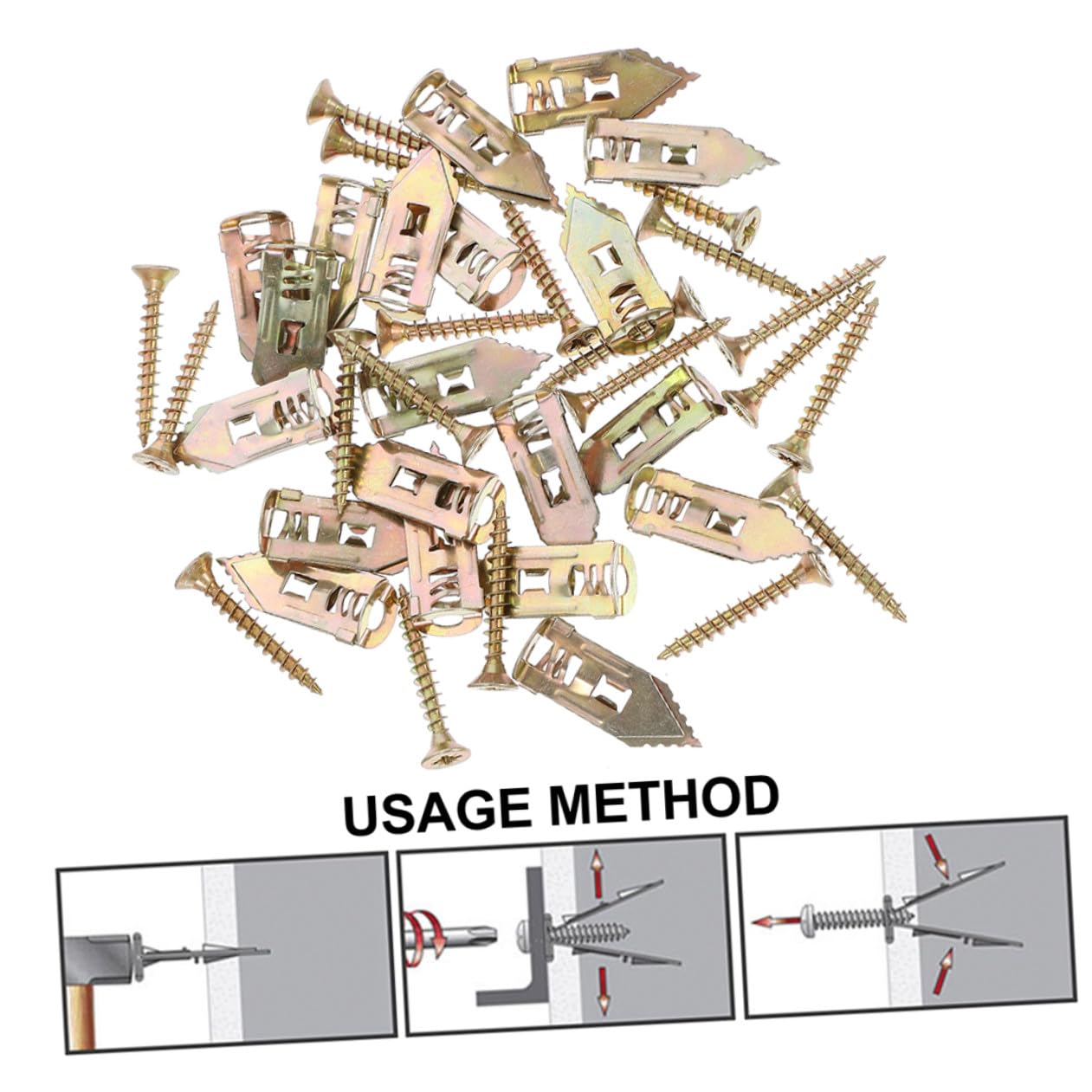 20pcs Heavy Duty Hollow Wall Anchors Drywall Patch Kit Trim Screws Cavity Wall Fixers Plasterboard Fixing Screws