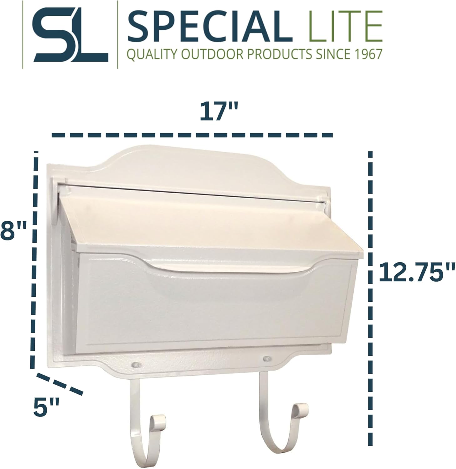 Special Lite Contemporary Horizontal Wall Mount Mailbox - White Aluminum Mailbox for Wall Mount - SHC-1002-WH