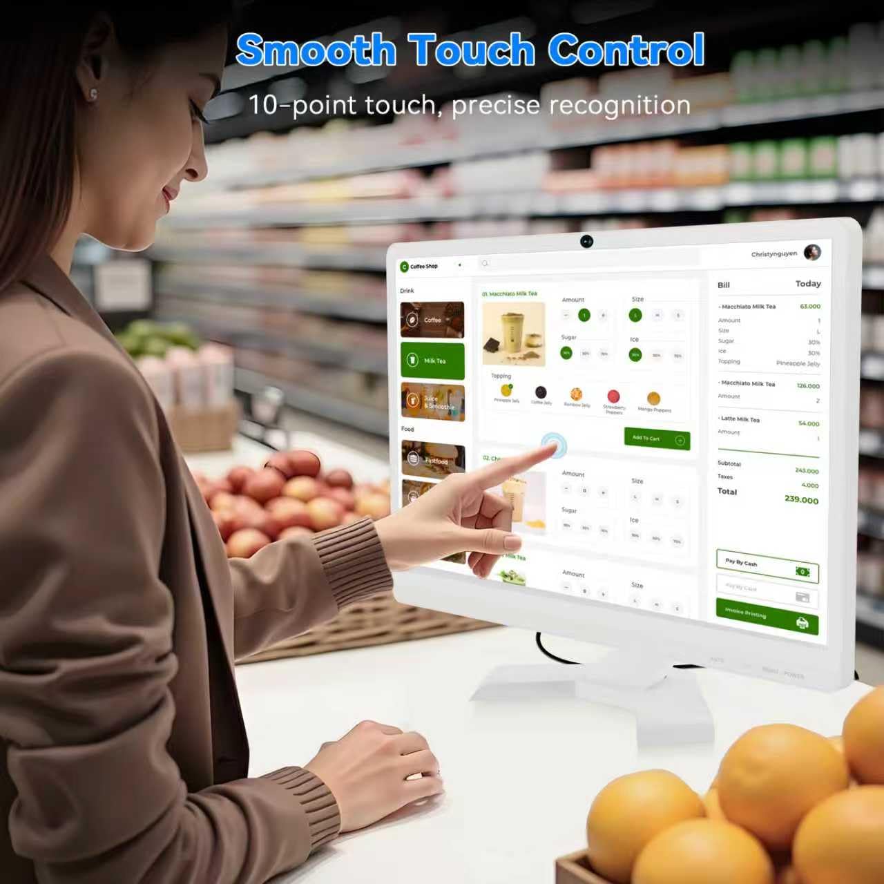 22 inch Touch Screen Monitor with Webcam FHD 1920x1080P Computer Monitor FreeSync HDR HDMI Ports Eye Care Frameless VESA Mount — view 2