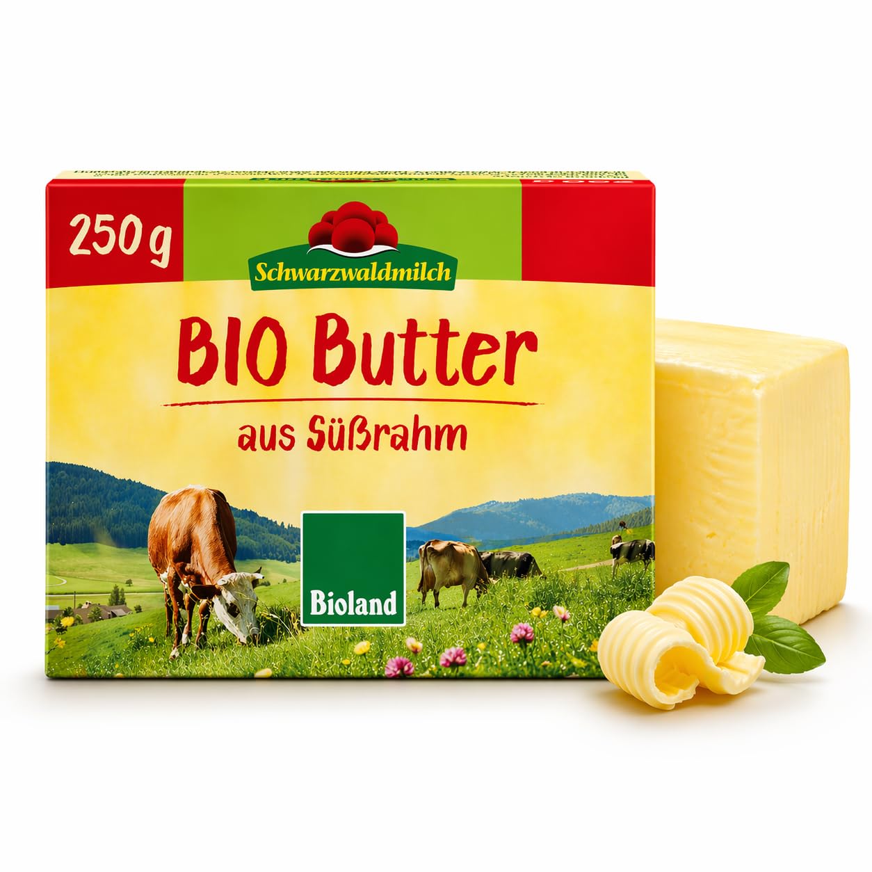 Schwarzwaldmilch Bio Süßrahmbutter 250g - Cremige Premium Butter aus dem Schwarzwald, Natürlich & Frisch, Ideal zum Kochen & Backen, 4 Packungen á 250 g