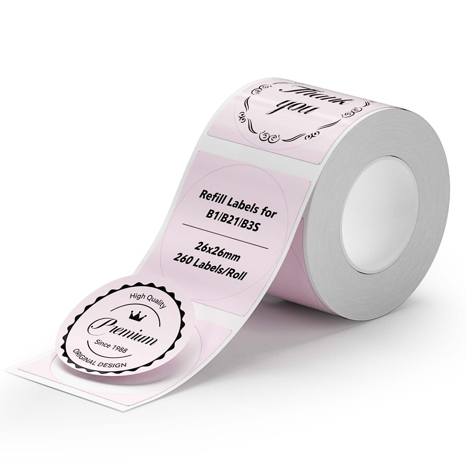 NIIMBOT Round Labels for B21/B1/B3S Label Printers, Thermal Stickers 1 "X1"(26x26mm), 1 Roll with 260 Labels