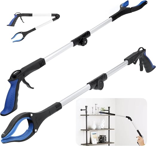 Outils de Ramassage, 32 Pince Extension Pliable, Outil d'aide Handicapé en Aluminium avec Pince Rotative en Caoutchouc, Extension à Bras Long pour Ramasse-Déchets- Bleu Outils de Ramassage, 32 Pince Extension Pliable, Outil d'aide Handicapé en Aluminium avec Pince Rotative en Caoutchouc, Extension à Bras Long pour Ramasse-Déchets- Bleu