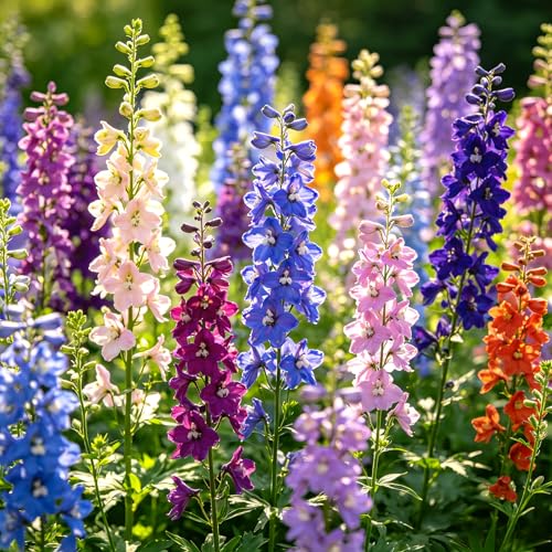 CarpetC 2000+ Larkspur Seeds for Planting - Tall Spikes of Colorful Blooms Self-Seeding Annual Rocket Larkspur Delphinium consolida Non-GMO Heirloom for Cut Flowers & Cottage Gardens