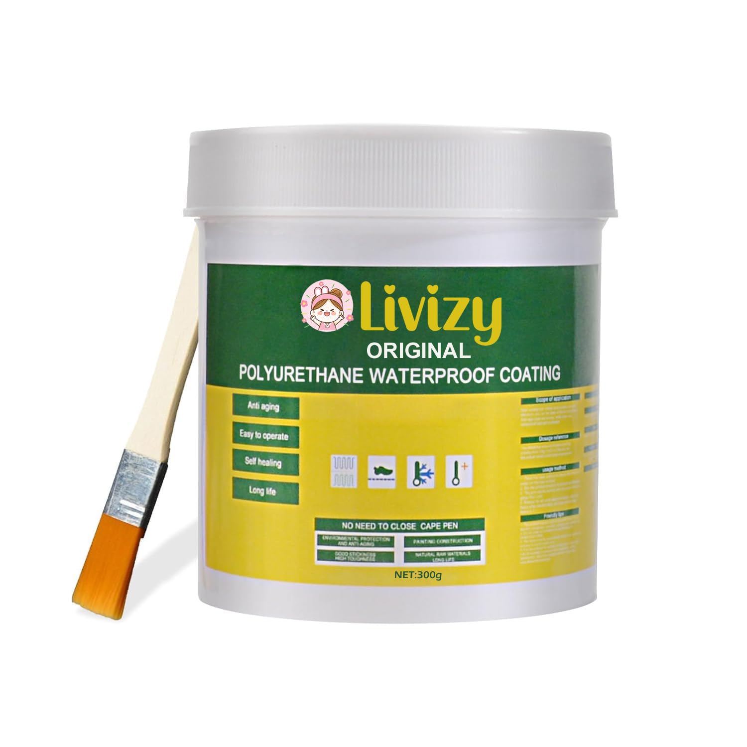 Livizy Polyurethane Waterproof Coating Transparent Glue with Brush|Anti-Leakage Agent Coating| Invisible Crack Sealant Super Strong Gel Adhesive for Roof, Bathroom Wall, Window, Tile etc (300 grams) (B0D6JH7XWK) Amazon Price History, Amazon Price Tracker