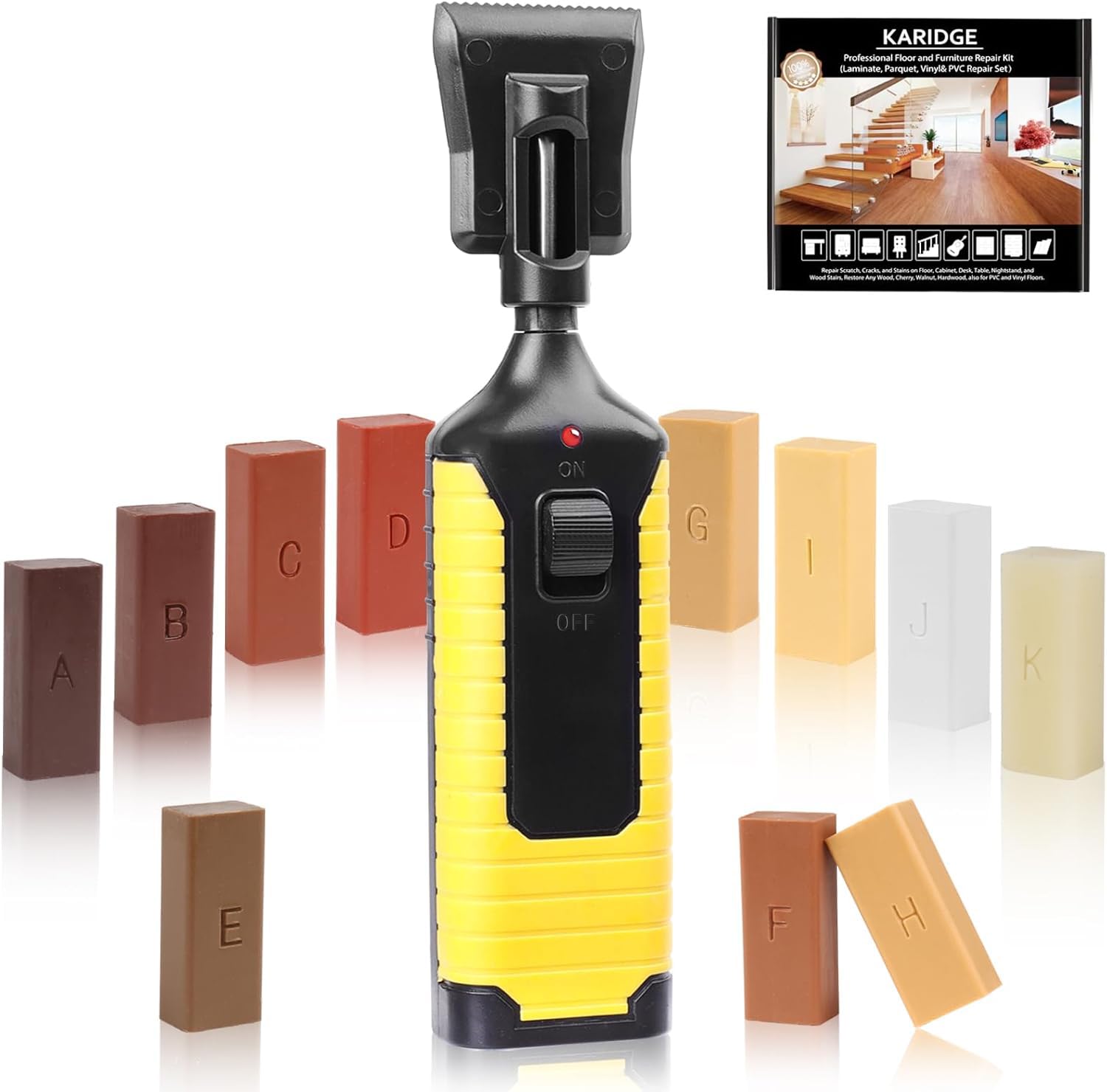 Juego de reparación de laminado, parqué, cera dura, vinilo y madera, juego de reparación de masilla de madera con agujeros para reparación de arañazos para laminado, parqué, reparación de daños,