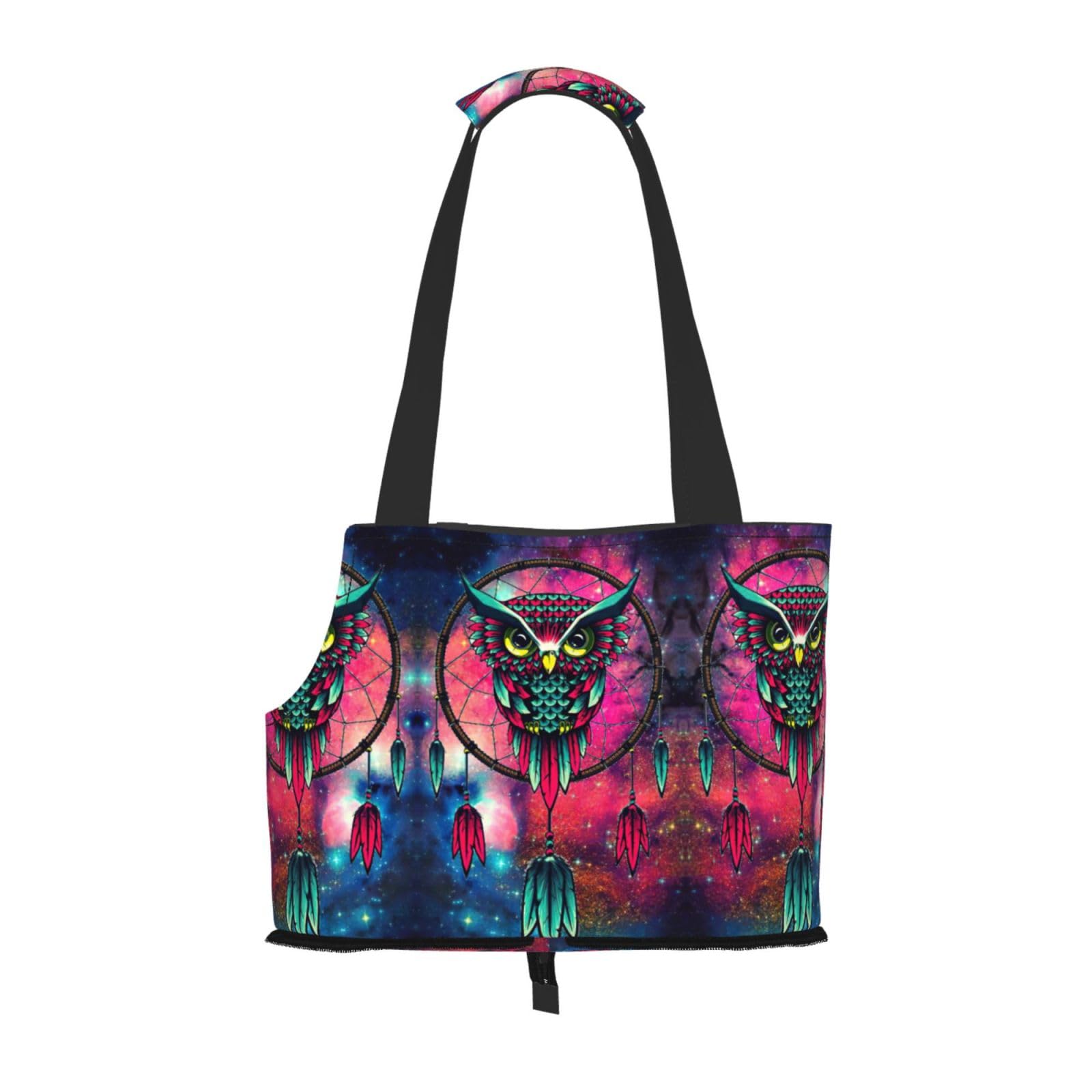 Sac de transport pour chien et chat motif hibou galaxie