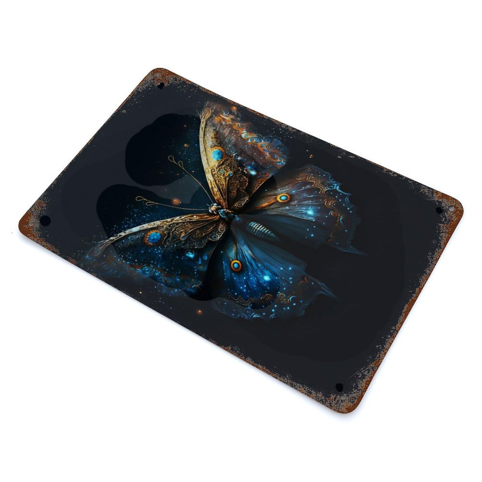 Ancient Butterfly Vintage Wall Sign 11.8"x7.9", Rust Effect Metal Decor for Farmhouse, Kitchen And Entryway Decor