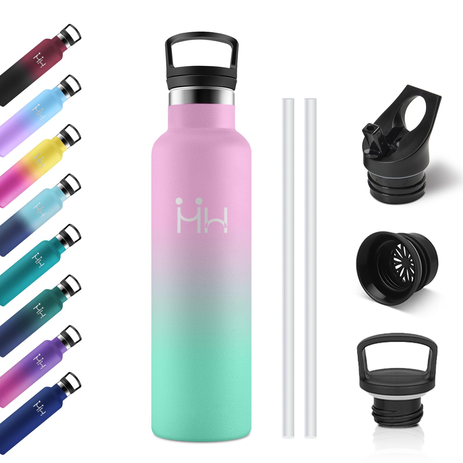 750ml Stainless Steel Water Bottle, Thermal Water Bottles with Straw, Reusable Thermal Bottle, Leak Proof, BPA Free, Thermos for Children, Office, Camping, Work, Travel, Gym